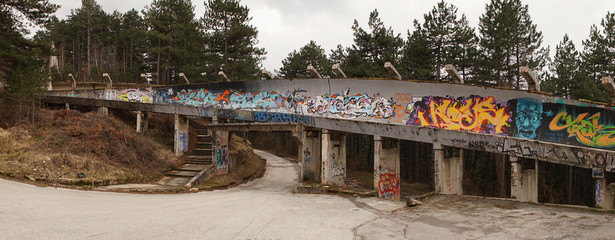 Olympic Bobsleigh (Bobsled) in the forest of Sarajevo,  Bosnia and Herzegovina.