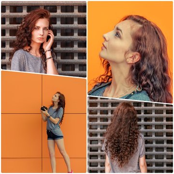 Collage girl with camera