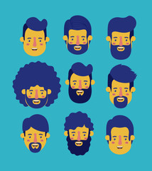 group of men retro styles characters vector illustration design