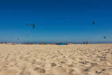 Beach. “Punta Paloma” beach and Kiteboarding. Tarifa, Andalusia, Spain. Picture taken 29 july...