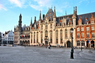 Naklejka premium Bruges, Belgium, the Court building in Markt Square in the historic center