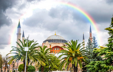 View of the Hagia Sophia in Istanbul, Turkey.