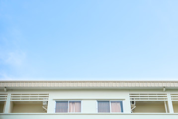 Dormitory Building of university with blue sky