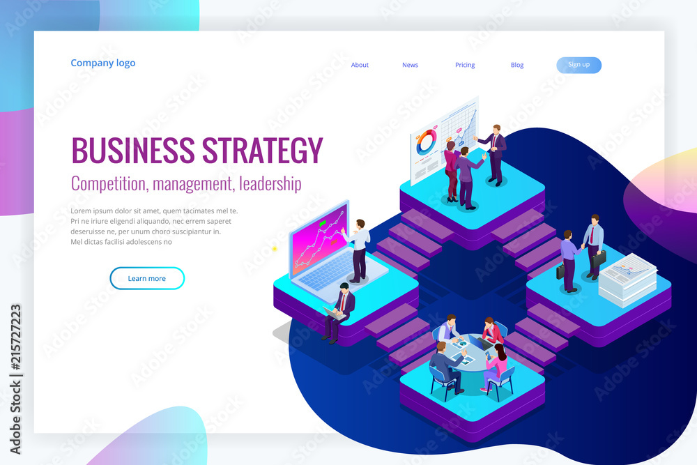 Poster isometric analysis data and investment. project management, business communication, workflow and con