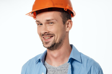 male builder smiling