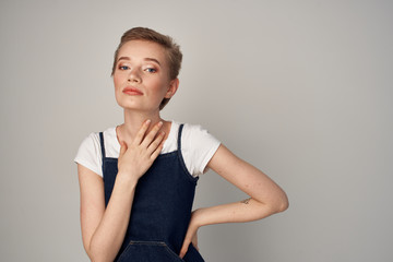 woman on gray background