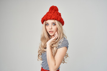 woman in red hat