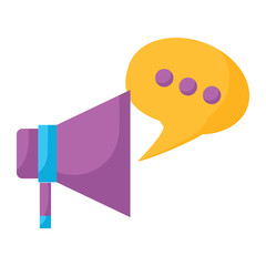 megaphone and speech bubble over white background, vector illustration