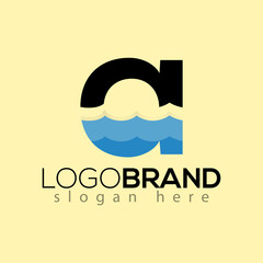 A Letter and creative wave logo vector template