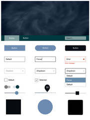 Dark BLUE vector ui ux kit with space stars.