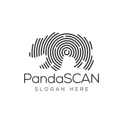 Panda Scan Technology Logo vector Element. Animal Technology Logo Template