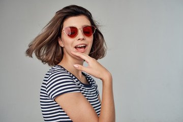joyful woman in sunglasses