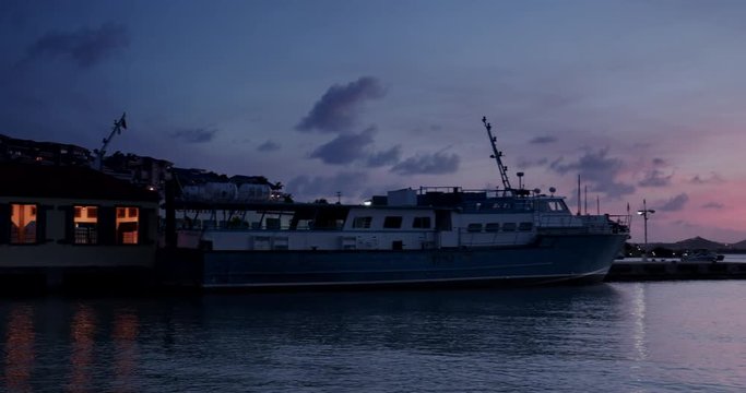 ferry terminal at sunset, cruz bay, st john, virgin islands