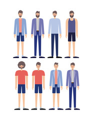 group of men retro styles characters vector illustration design