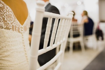 Retro empty vintage style wooden chairs for events and weddings