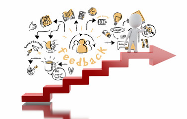 3d White people drawing strategic idea sketch