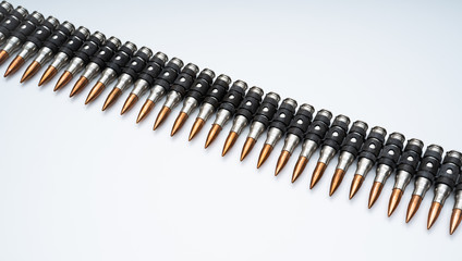 ammo belt full of bullets isolated