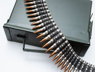 ammo belt full of bullets isolated