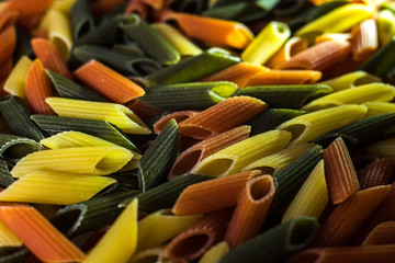 Macaroni three colors with organic wholegrain pasta