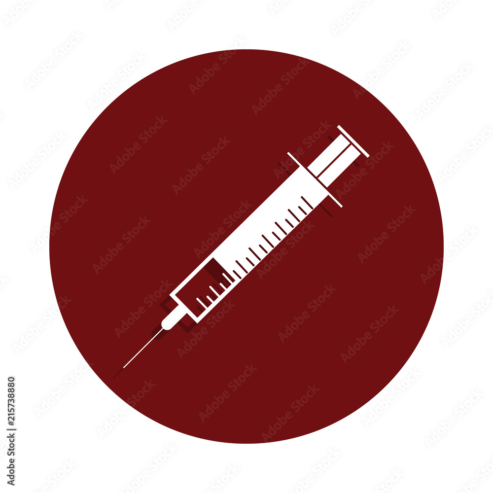 Poster syringe with heroin icon in glyph badge style. one of bad habbits collection icon can be used for ui