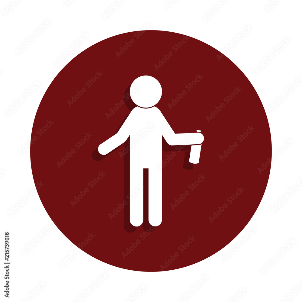 Poster soldered man with a bottle icon in glyph badge style. one of bad habbits collection icon can be used