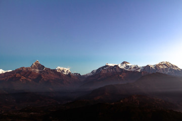 Sunrise over the Himalayas creating a beautiful scene