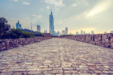Ancient city walls and temples in Nanjing, China
