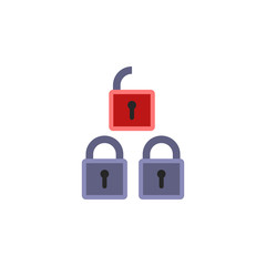 hacked locks icon. Element of cyber security icon for mobile concept and web apps. Colored hacked locks icon can be used for web and mobile