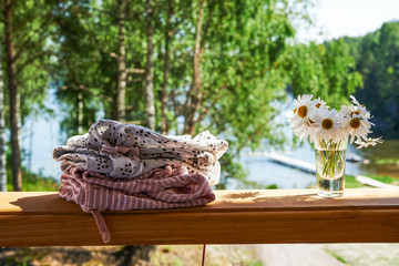 stack of clohes outdoor