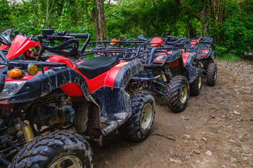 Rally off-road atv car close up detail big tire