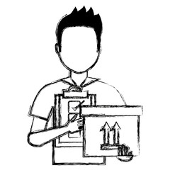 delivery worker with checklist and box