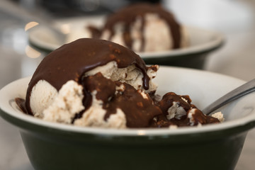 Vanilla Ice Cream with Chocolate Topping