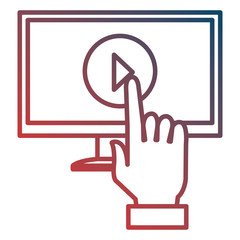 hand using monitor computer with media player