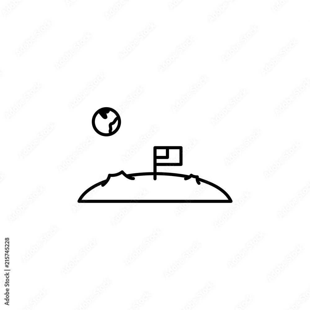 Poster flag on the moon icon. Element of space for mobile concept and web apps illustration. Thin line icon for website design and development, app development