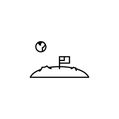 flag on the moon icon. Element of space for mobile concept and web apps illustration. Thin line icon for website design and development, app development