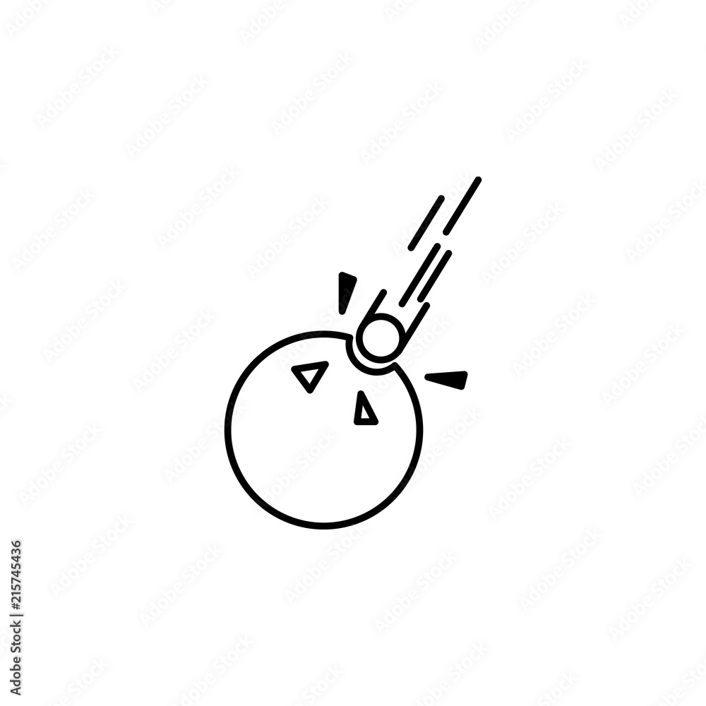 Poster meteorite falls on the planet icon. element of space for mobile concept and web apps illustration. t