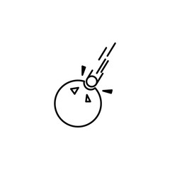 meteorite falls on the planet icon. Element of space for mobile concept and web apps illustration. Thin line icon for website design and development, app development