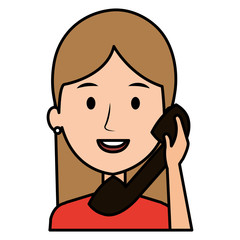 woman calling with telephone