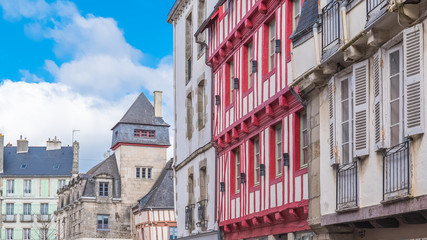 Obraz premium Quimper in Brittany, old half-timbered houses in the city center 