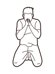 Prayer, Christian praying cartoon graphic vector