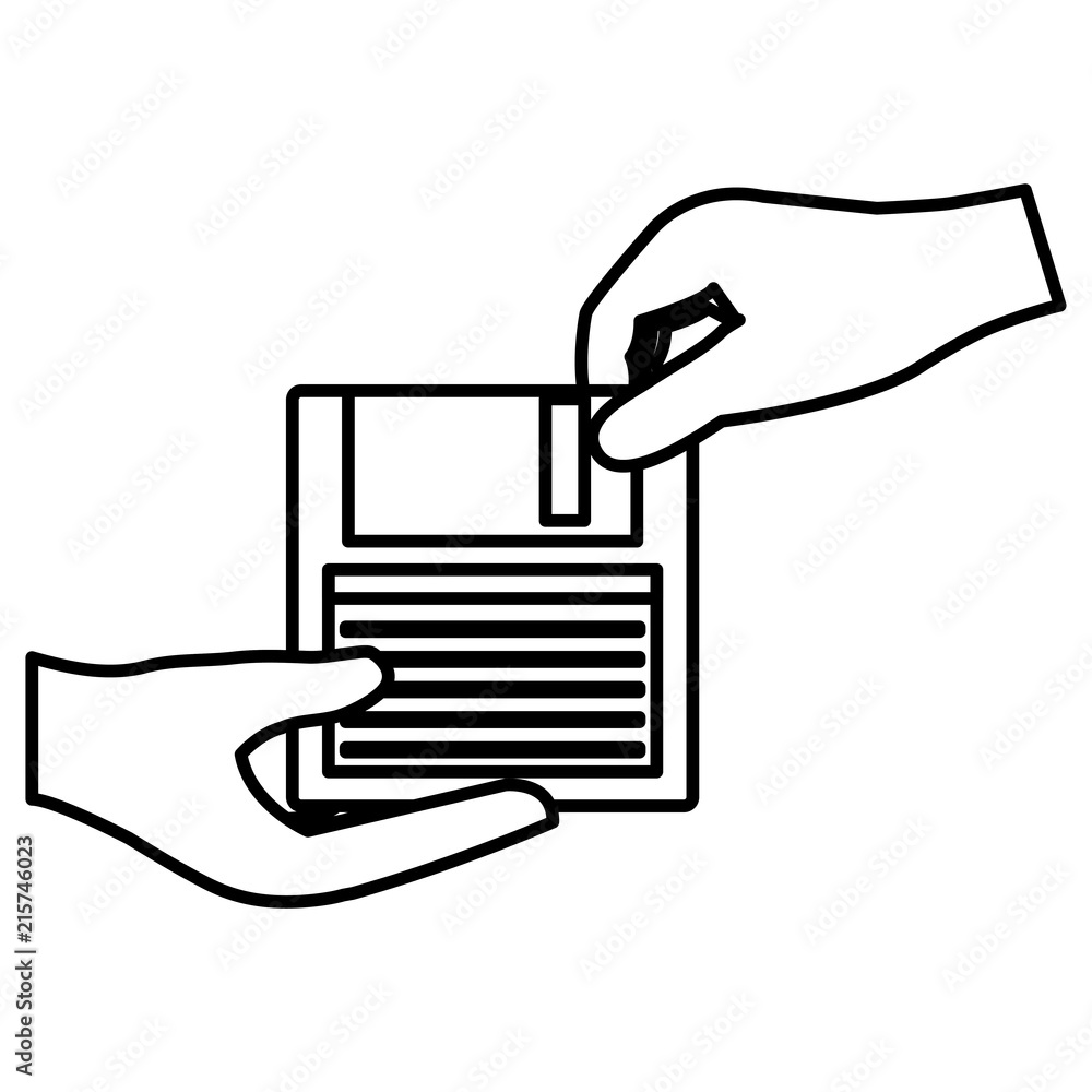 Poster hands with floppy disk