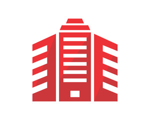 red building tower skyscraper cityscape skyline image vector icon logo