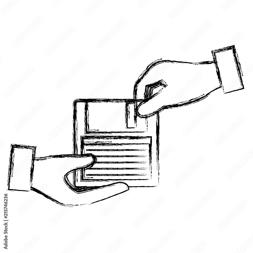 Poster hands with floppy disk