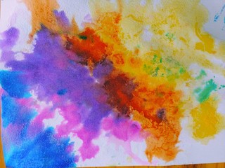Watercolor backsplash Bright and Cheery