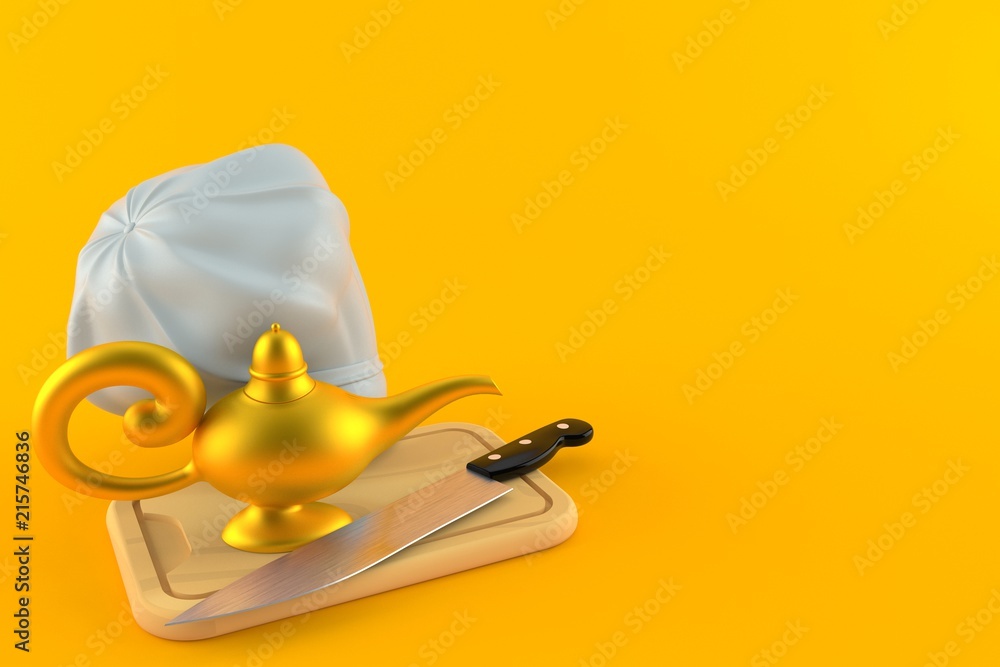 Poster magic lamp with kitchen board and chef's hat