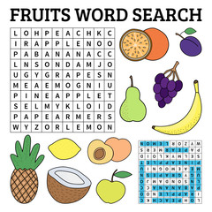 Fruits word search game for kids - 215746803