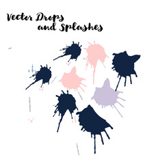 Graffiti Grunge Vector Watercolor Brushstrokes. Buttons, Splashes, Doodles, Stains, Scribble Hand Painted Vector Set. Vintage Uneven Textured Paintbrush Logo Elements. Rough Highlight Ink Swatches.