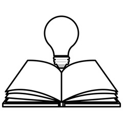 text book school with bulb vector illustration design