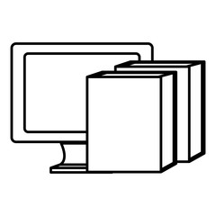 computer display with ebooks vector illustration design