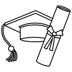 graduation hat with diploma vector illustration design